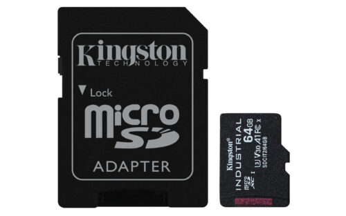 Kingston Technology Tarjeta 64GB microSDXC Industrial C10 A1 pSLC + adaptador SD Kingston Technology Tarjeta 64GB microSDXC Industrial C10 A1 pSLC + adaptador SD