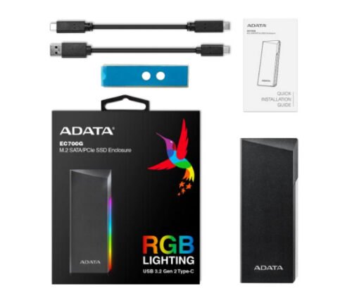 ADATA AEC700GU32G2-CGY caja para disco duro externo Caja externa para unidad de estado sólido (SSD) Negro M.2
