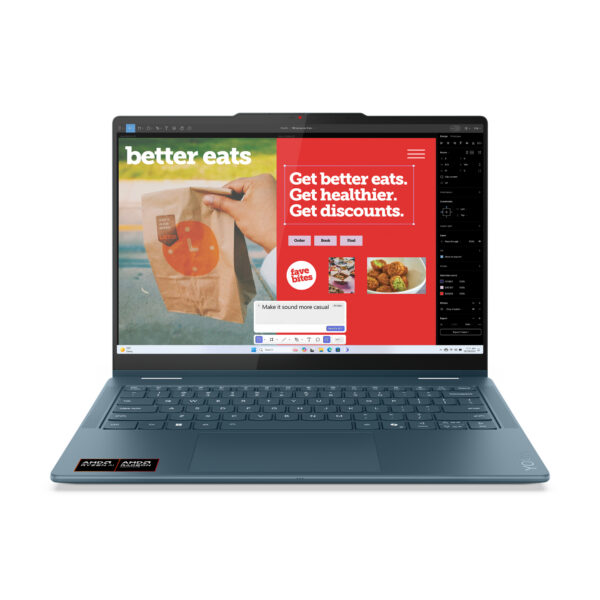 Lenovo Yoga 7 2-in-1 14AKP10 Copilot+ PC AMD Ryzen AI 7 350 Híbrido (2-en-1) 35,6 cm (14") Pantalla táctil 2.8K 32 GB LPDDR5x-SDRAM 1 TB SSD Wi-Fi 7 (802.11be) Español Verde azulado Lenovo Yoga 7 2-in-1 14AKP10 Copilot+ PC AMD Ryzen AI 7 350 Híbrido (2-en-1) 35,6 cm (14") Pantalla táctil 2.8K 32 GB LPDDR5x-SDRAM 1 TB SSD Wi-Fi 7 (802.11be) Español Verde azulado