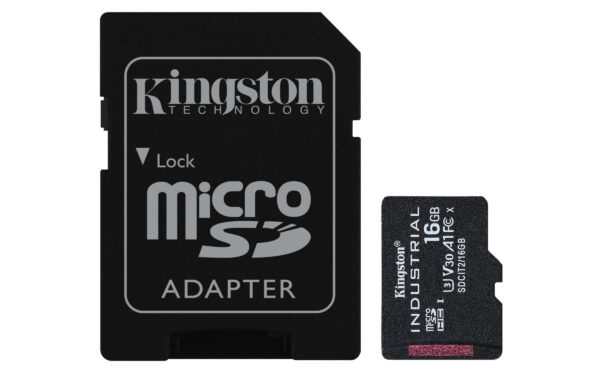 Kingston Technology Tarjeta 16GB microSDHC Industrial C10 A1 pSLC + adaptador SD Kingston Technology Tarjeta 16GB microSDHC Industrial C10 A1 pSLC + adaptador SD