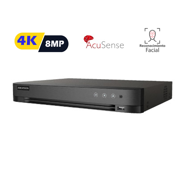 Hikvision IDS-7208HUHI-M1/S DVR 8 Canales + 8 Canales IP/8 Megapixel (4K)/Audio de Dos vias/Reconocimiento Facial /ACUSENSE