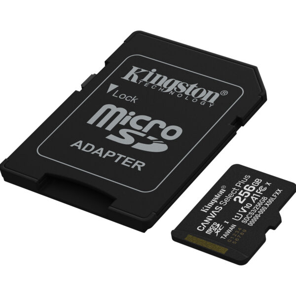 0f6230395a0f53c01b2d41b62566b713e12b56b0.jpg Kingston Technology 256GB microSDXC Canvas Select Plus Gen3 150MB/s A1 (Incluye adaptador de SD)