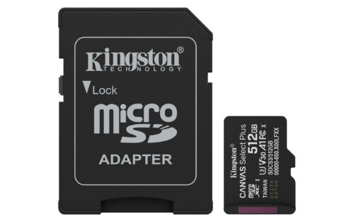 Kingston Technology 512GB microSDXC Canvas Select Plus Gen3 150MB/s A1 (Incluye adaptador de SD)