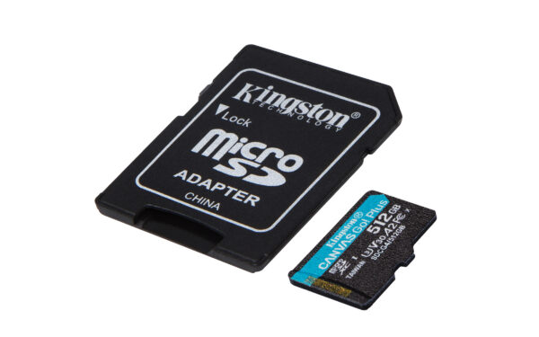 2f4bd10e6fa2d2d4f33c2e7ae9140c30aecb37da.jpg Kingston Technology Tarjeta microSDXC Canvas Go Plus Gen4 de 512 GB, 200 MB/s, A2 U3 V30 y adaptador