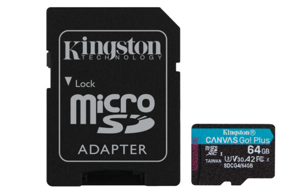 8be84df681d5d58a1ca9838fb7eaf190ca962dbd.jpg Kingston Technology Tarjeta microSDXC Canvas Go Plus Gen4 de 64 GB, 200 MB/s, A2 U3 V30 y adaptador