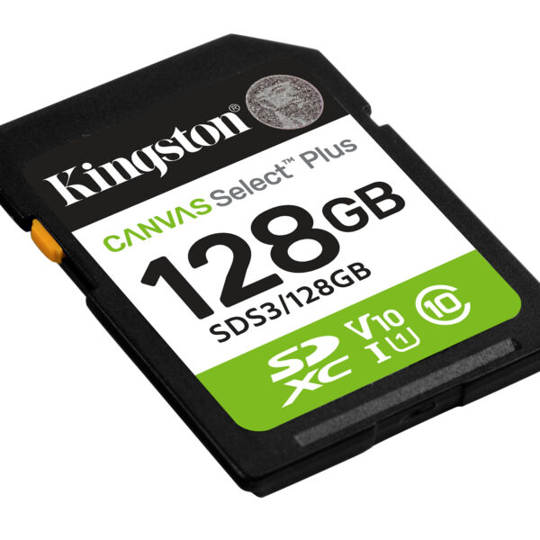 8facbb9bf09104e11cfa85ca53c86b3621d81181.jpg Kingston Technology 128 GB SDXC Canvas Select Plus Gen3 150 MB/s C10 UHS-I U1 V10
