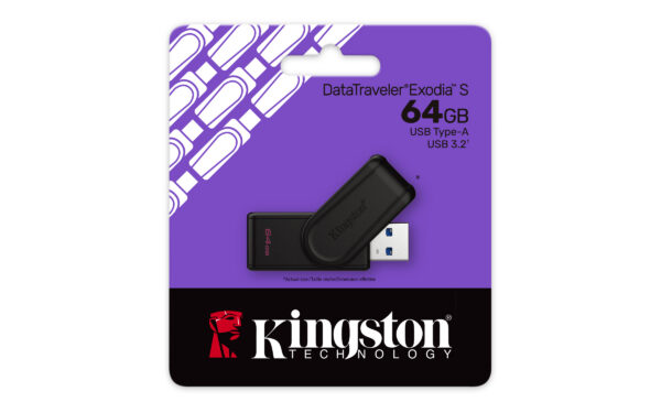9bcbdd9c43253ce3e2ea3944b88b70c45ed693ae.jpg Kingston Technology DataTraveler 64GB Portable USB 3.2 Gen 1 Exodia S (Black/Black)