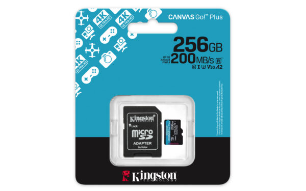a540c51b37c127cfedec34f6a57fb124c03c0c08.jpg Kingston Technology Tarjeta microSDXC Canvas Go Plus Gen4 de 256 GB, 200 MB/s, A2 U3 V30 y adaptador