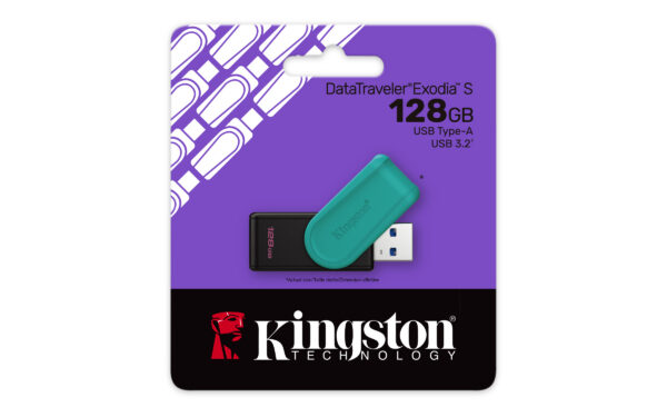 be67a12cf56766a01ed3e67fd2ac8e431b6fb8dd.jpg Kingston Technology DataTraveler 128GB Portable USB 3.2 Gen 1 Exodia S (Black/Turquoise)