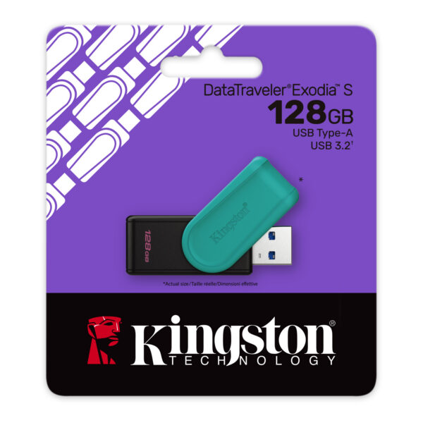 be67a12cf56766a01ed3e67fd2ac8e431b6fb8dd.jpg Kingston Technology DataTraveler 128GB Portable USB 3.2 Gen 1 Exodia S (Black/Turquoise)