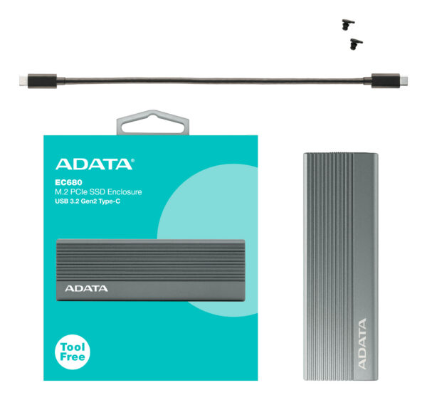 ADATA EC680 Caja externa para unidad de estado sólido (SSD) Gris M.2