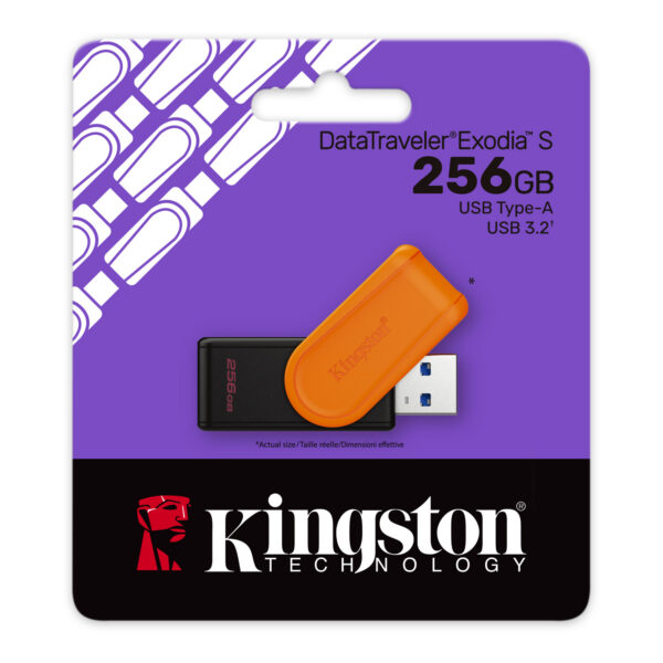 d7ffea3bb8feb9df1f4139c1ea0323b4cc6502a1.jpg Kingston Technology DataTraveler 256GB Portable USB 3.2 Gen 1 Exodia S (Black/Orange)