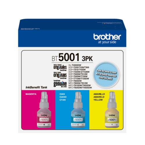 f4160cb4a953cd5117acbf495c53512a0c9d616d.jpg Brother PACKBT50013PK cartucho de tinta 3 pieza(s) Original Rendimiento estándar Cian, Magenta, Amarillo