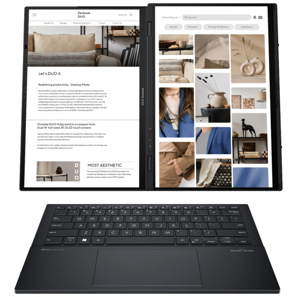 fd97f88100dd0adcf46d10b0f268228115ca70fd.jpg ASUS Zenbook Duo UX8406CA-PZ073W Intel Core Ultra 9 285H Híbrido (2-en-1) 35,6 cm (14") Pantalla táctil 3K 32 GB LPDDR5x-SDRAM 1 TB SSD Wi-Fi 7 (802.11be) Windows 11 Home Gris QWERTY Español
