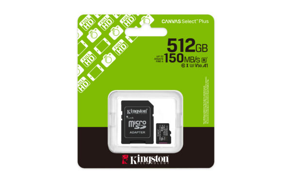 0626d5a5e3bacfd6139a2645975d91b82637084b-9.jpg Kingston Technology 512GB microSDXC Canvas Select Plus Gen3 150MB/s A1 (Incluye adaptador de SD)