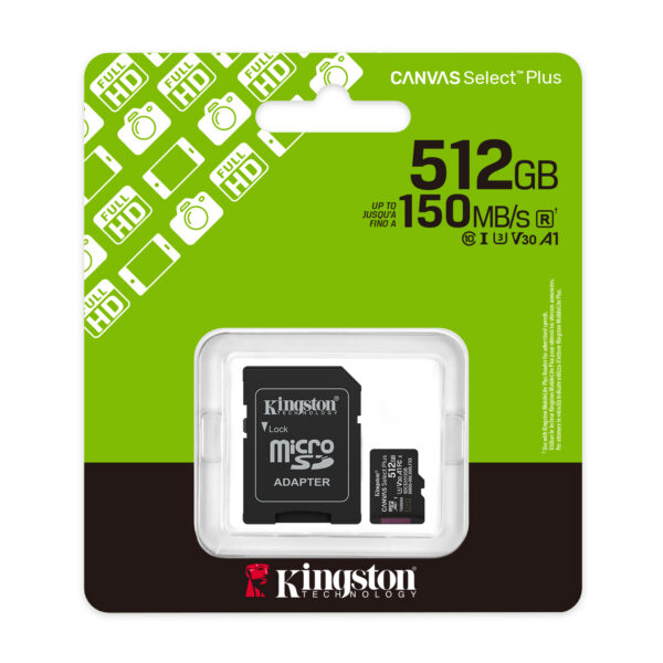 0626d5a5e3bacfd6139a2645975d91b82637084b-9.jpg Kingston Technology 512GB microSDXC Canvas Select Plus Gen3 150MB/s A1 (Incluye adaptador de SD)