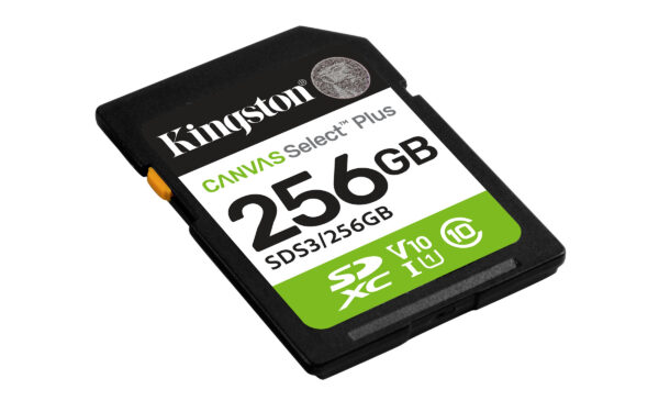 0d893da3e0e2449a64bb3446eeedc276e9ad9a6f.jpg Kingston Technology 256 GB SDXC Canvas Select Plus Gen3 150 MB/s C10 UHS-I U1 V10