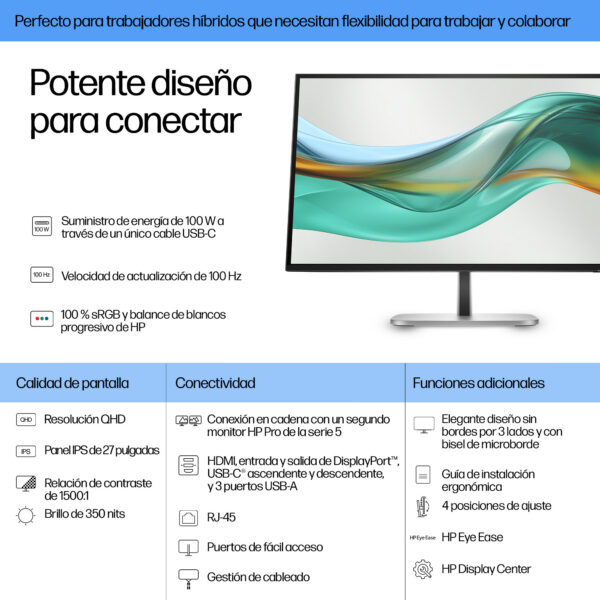 25d56f288cc3d4f0fac23864864fa6c4b587b306.jpg HP Series 5 Pro Monitor QHD USB-C Pro de la serie 5 de 27 pulgadas: 527pu