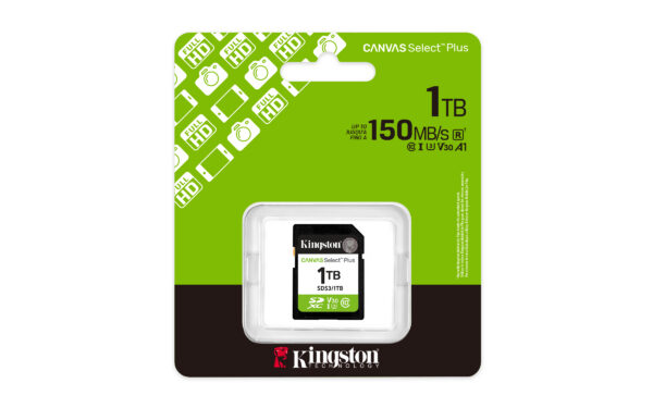 Kingston Technology 1 TB SDXC Canvas Select Plus Gen3 150 MB/s C10 UHS-I U3 V30