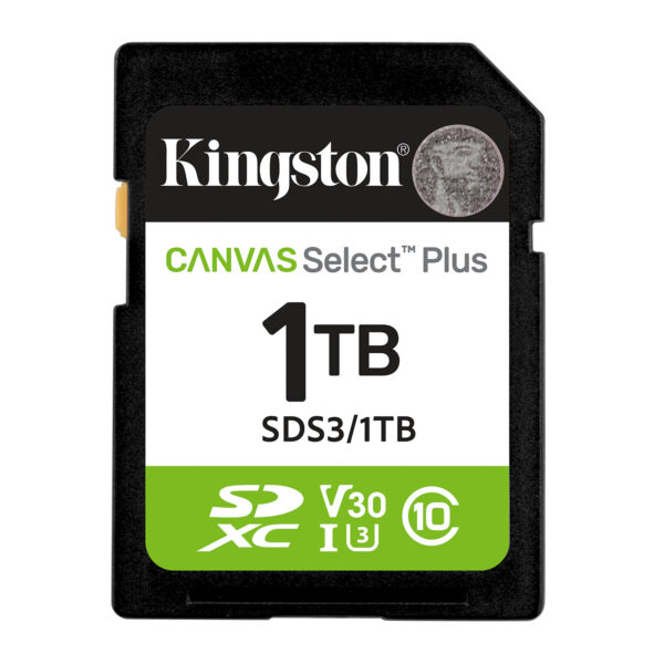 Kingston Technology 1 TB SDXC Canvas Select Plus Gen3 150 MB/s C10 UHS-I U3 V30