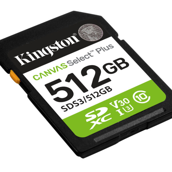 dd9c7d946d0c220b1e2e9b47760c80f5e0c6aefa.jpg Kingston Technology 512 GB SDXC Canvas Select Plus Gen3 150 MB/s C10 UHS-I U3 V30