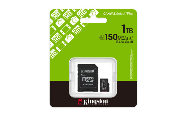 fd887c684d007f8b2e514c0f78da284afe11207c-1.jpg Kingston Technology 1TB microSDXC Canvas Select Plus Gen3 150MB/s A1 (Incluye adaptador de SD)