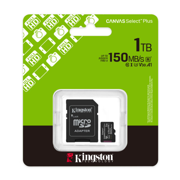 fd887c684d007f8b2e514c0f78da284afe11207c-1.jpg Kingston Technology 1TB microSDXC Canvas Select Plus Gen3 150MB/s A1 (Incluye adaptador de SD)